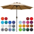 9' Outdoor Patio Umbrella, Outdoor Table Umbrella, Yard Umbrella, Market Umbrella with 8 Sturdy Ribs, Push Button Tilt and Crank