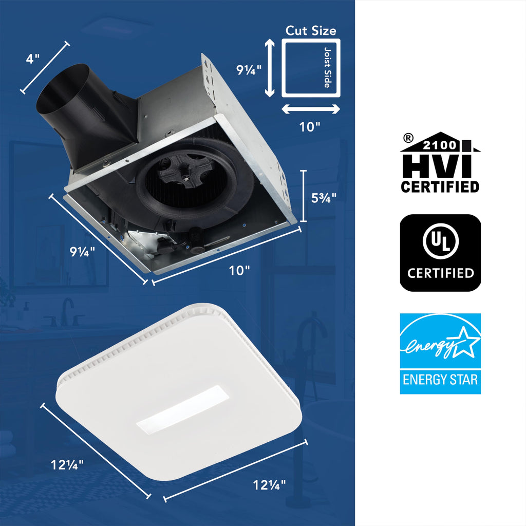 Broan-NuTone Bathroom Exhaust Fan – Retrofit Design Replaces Existing Fan Without Attic Access, Quiet 1.0 Sones, 110 CFM, Powerful Ventilation with 4