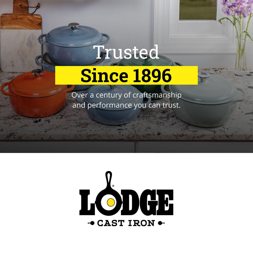 Lodge Essential Enamel Cast Iron Dutch Oven, 6 Quart, Oyster White