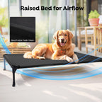 Veehoo Outdoor Elevated Dog Bed with Waterproof Bolster Cushion, Cooling