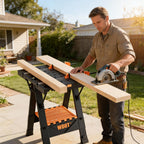 Portable Folding Work Bench Table 2-in-1 with 2 Clamps & 6 Bench Dogs