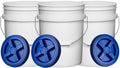 5 Gallon Plastic Bucket Pail Food Grade with Blue Screw on Lid(Pack of 3) Made in USA