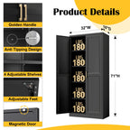 71"Metal Pantry Storage Cabinet with Doors & 4 Adjustable Shelves