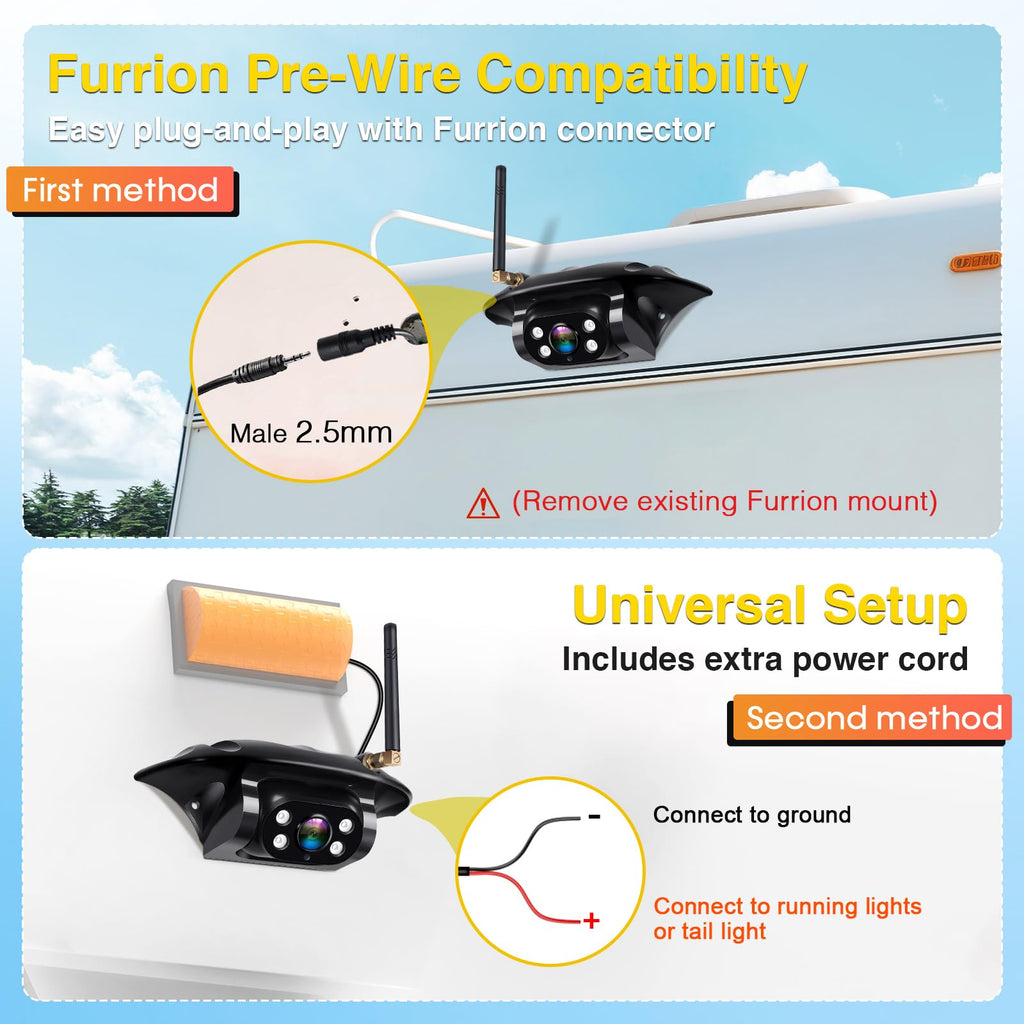 HD 1080P RV Backup Camera Wireless - Easy Install for Furrion Pre-Wired RVs