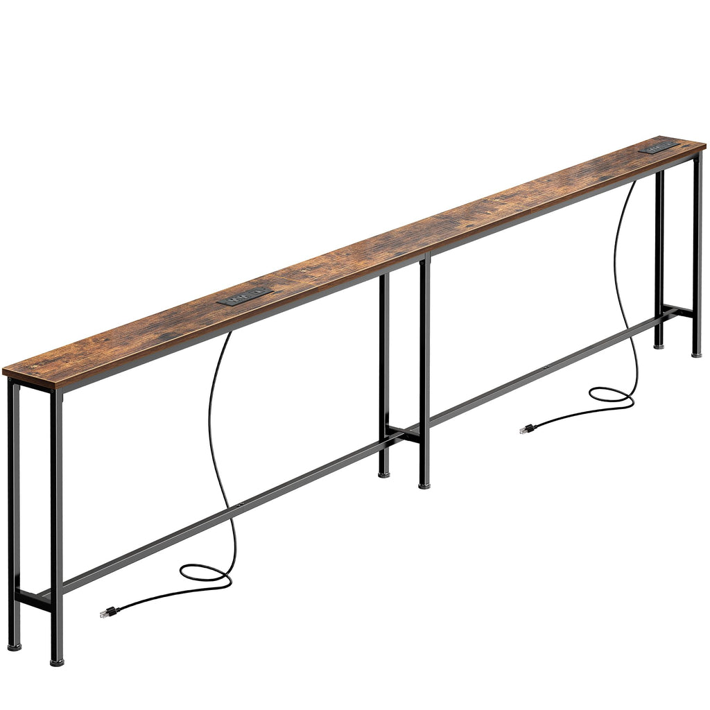 SUPERJARE 102 Inch Sofa Table with 2 Power Outlets and USB-C Ports