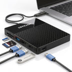 1TB External Hard Drive, USB C & USB 3.0 Multiport Hub+ SD/TF Card Reader 7-in-1 All in One, Docking Station, Multi-Function HDD for Windows, Mac