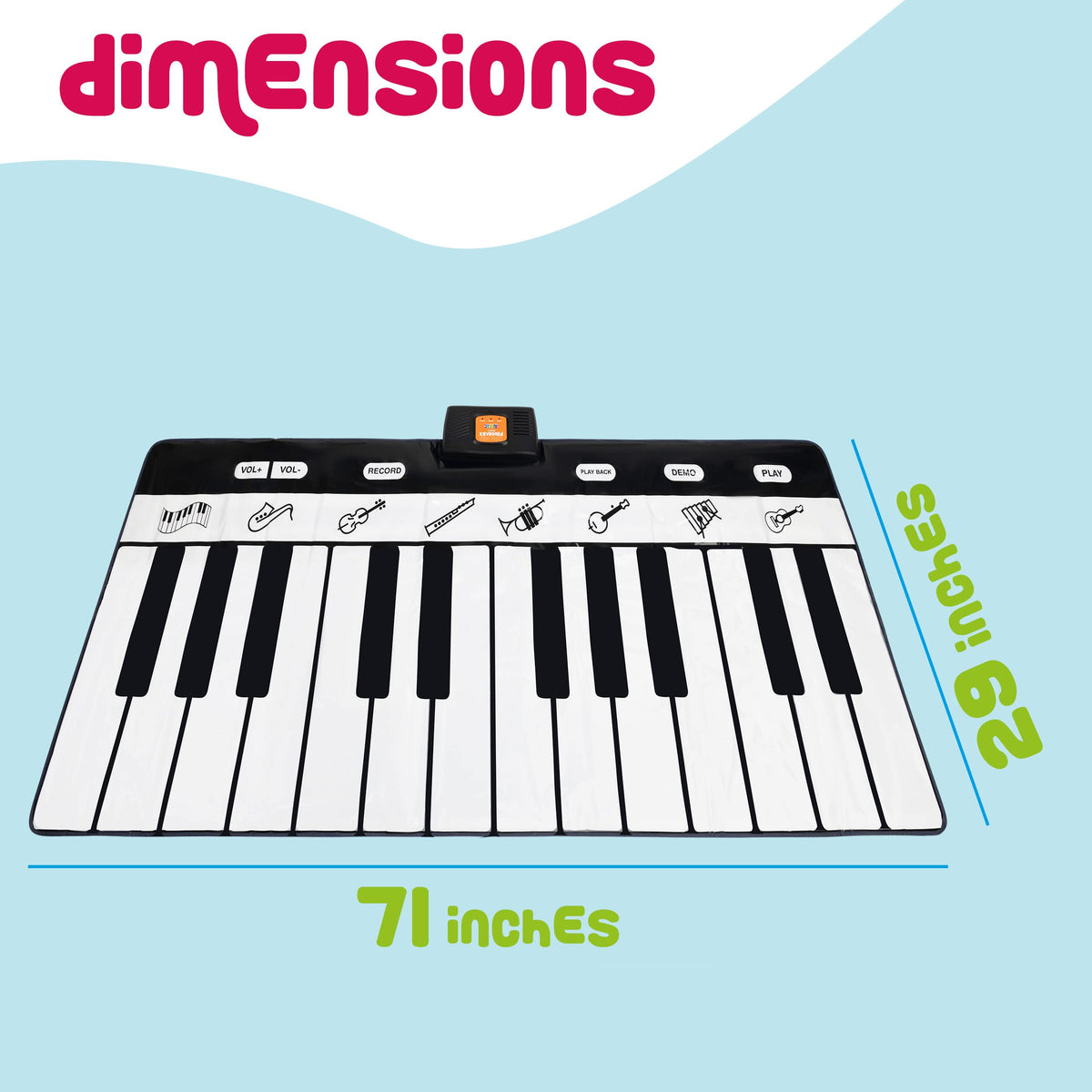 Play22 Giant 6 Ft Floor Piano Mat for Kids Age 3-8, Dance Mat for Toddlers