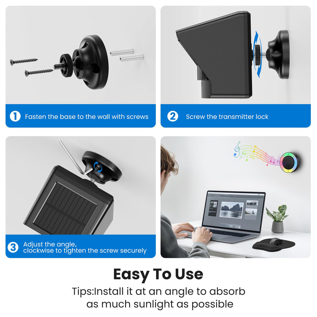 TECKNET Non-APP Solar RGB Wireless Driveway Alarm