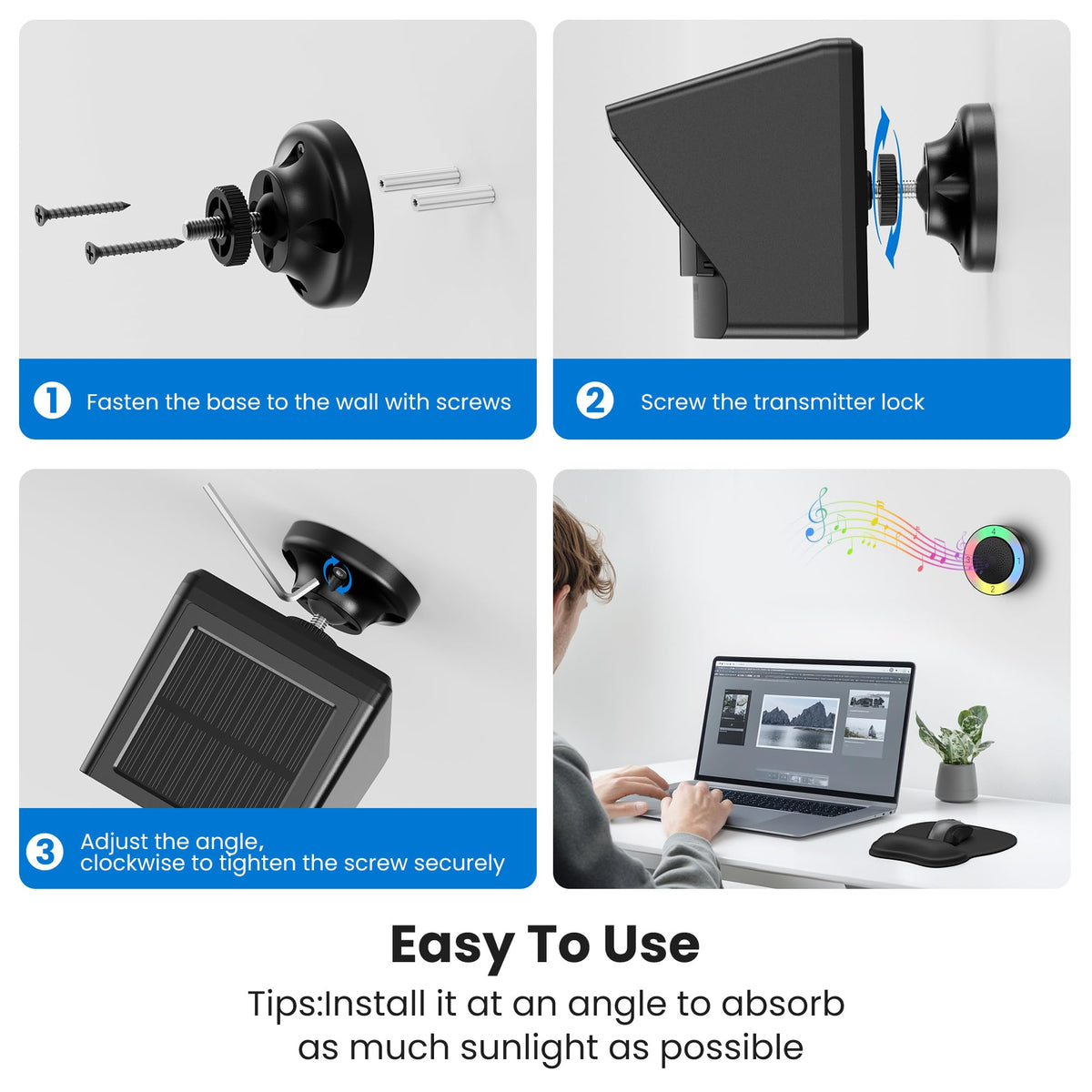 TECKNET Non-APP Solar RGB Wireless Driveway Alarm