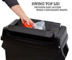 United Solutions Highboy Waste Container with Swing Lid, 23 Gallon, Space Saving Slim Profile and Simple Bag Removal, Handles for Easy Carrying
