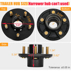 2 Sets 2000lb Trailer Axle Trailer Hub Kit 5 Bolt 4.5",Trailer Hub 5 Lug fit 1" and 1-1/16" Trailer Straight Spindle,5×4.5 Trailer hubs,Boat Trailer