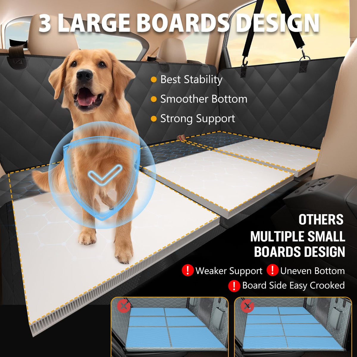 Hard Bottom Dog Car Seat Cover for Back Seat, Back Seat Extender