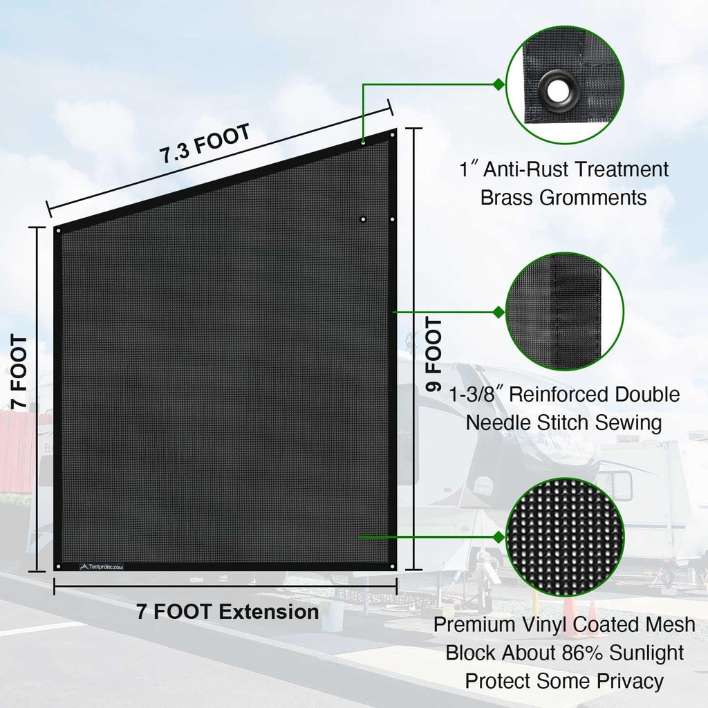 RV Awning Side Sun Shade Screen for Motorhome Camper Trailer Sunshade