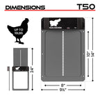 RUN-CHICKEN Door T50 – Automatic Chicken Coop Door Opener, Battery Powered & Weatherproof Aluminum, Smart App & Timer Control, Predator Proof, Easy