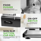Nutrichef Electric Meat Slicer | 200W Automatic Meat, Deli & Bread Slicer | Adjustable Dial for 0-15mm Cutting Range Thickness | Removable 7.5 IN