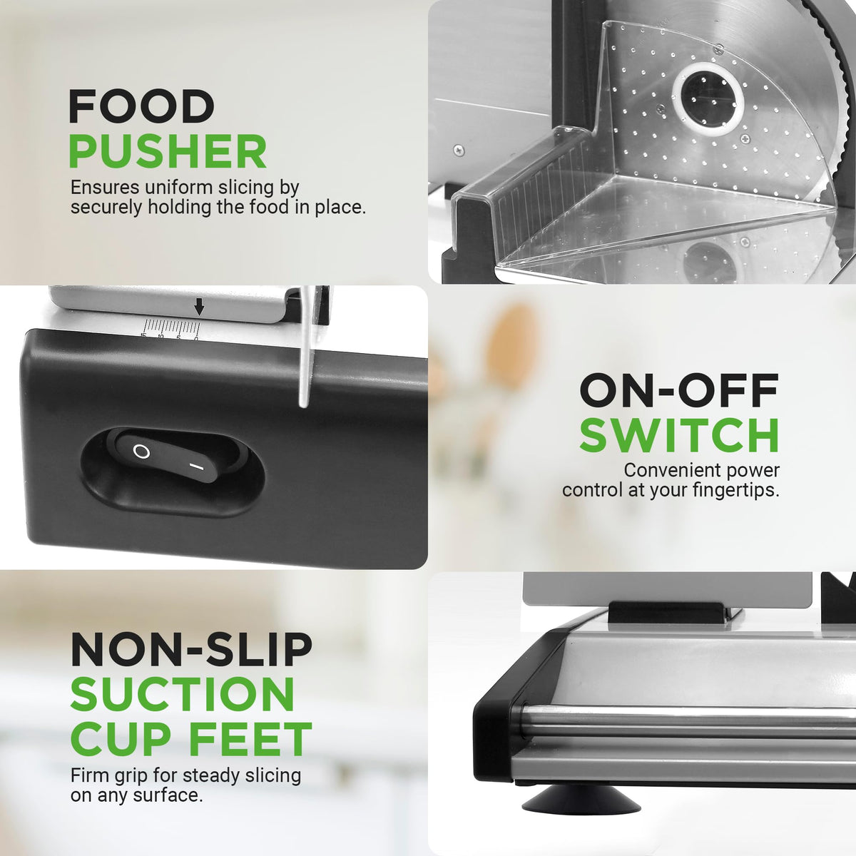 Nutrichef Electric Meat Slicer | 200W Automatic Meat, Deli & Bread Slicer | Adjustable Dial for 0-15mm Cutting Range Thickness | Removable 7.5 IN