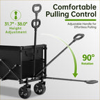 34" Extra Long Collapsible Wagon Cart, 360LBS Capacity, Black