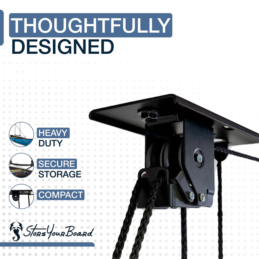 StoreYourBoard Cargo Box Pulley System – Heavy-Duty Garage Hoist Lift for Rooftop Carriers – Garage Storage & Garage Organization Ceiling Hoist with