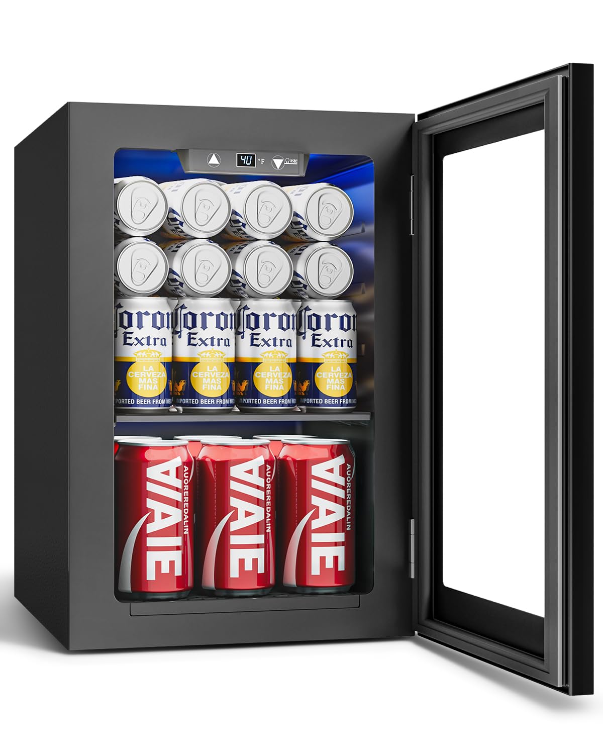 Feelfunn 24 Can Beverage Refrigerator,18L Mini Fridge, Black