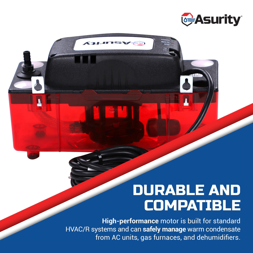 Asurity by Diversitech ULTRACP-22 120V Compact HVAC Condensate Pump with 22' Max Lift Height, Standard HVAC Condensate Removal Pump for Air
