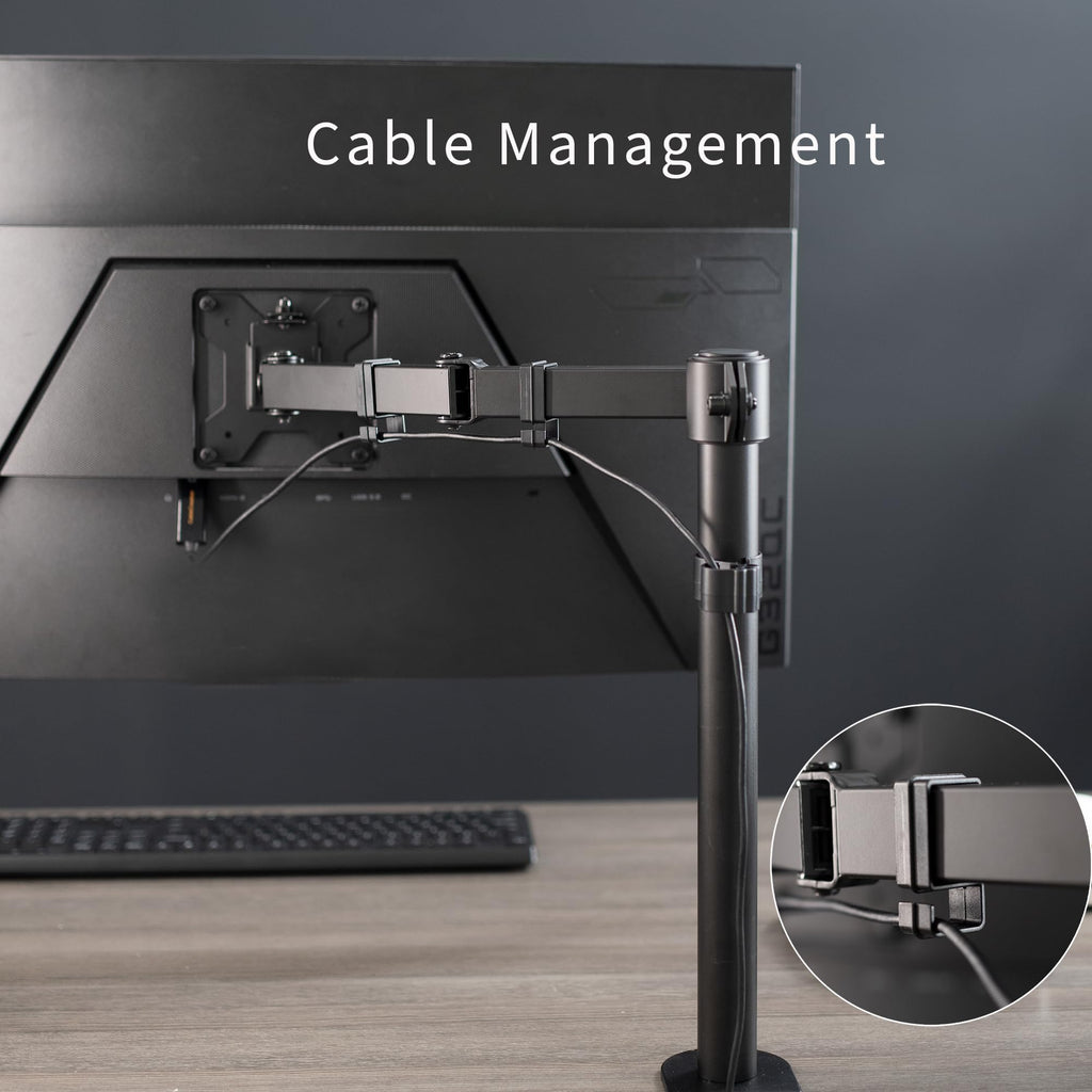 VIVO Single 13 to 38 inch Ultrawide Monitor Arm Desk Mount, Regular Screens up to 32 inches, 22 lbs capacity, Fully Adjustable Stand with C-Clamp and