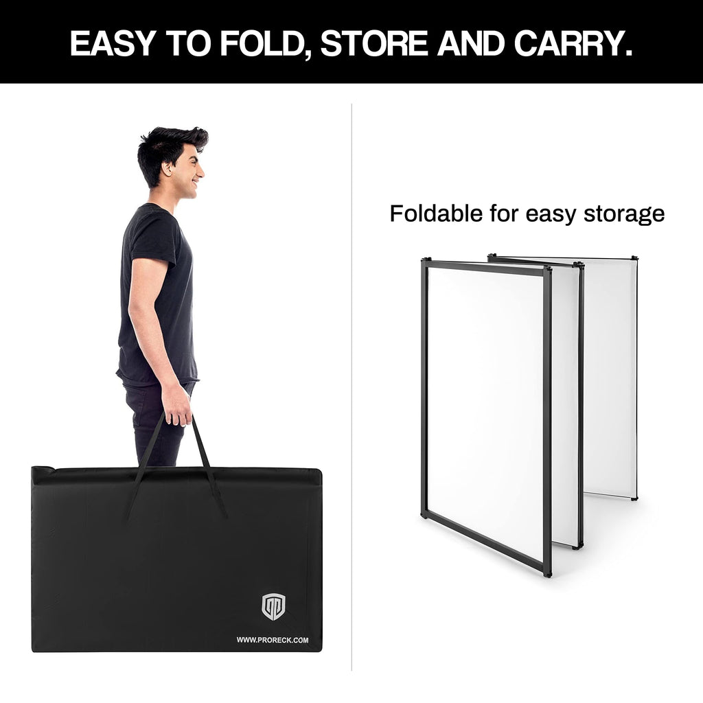 PRORECK DJ Foldable Facade Portable Event Booth Panels 4 Detachable Black Metal Frame Projector Display Scrim Panel with Carry Bag (white) PF-33