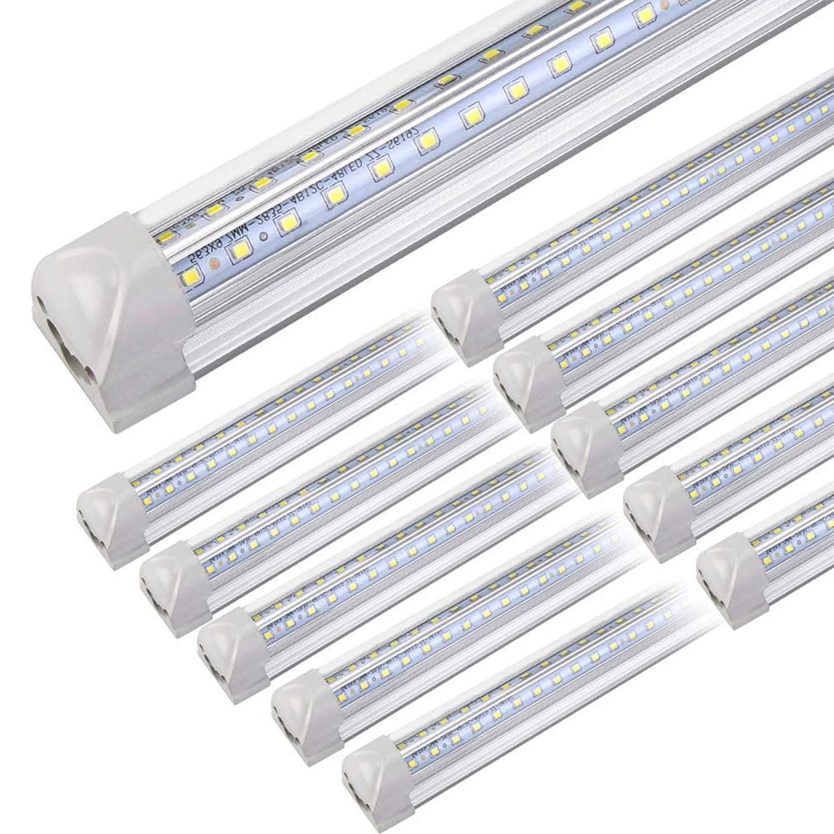 10Pack 4FT LED Shop Light - 50W 8000LM 6500K Linkable Clear Cover T8 LED Tube Light for Workshop, Warehouse, Basement - Plug and Play