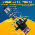 5x4.5 Trailer Hub Kits for 3500lb 1-1/16'' to 1-3/8'' Tapered Axle