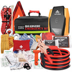 Everlit Survival Car Emergency Kit, Roadside Safety Tool Kit with Gloves,Digital Auto Air Compressor Tire Inflator, First Aid Kit, 12 Feet Jumper