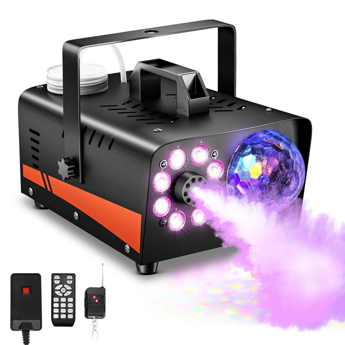 800W Fog Machine, 4500CFM for Halloween, Disco Light & Remote