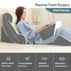 6pcs Orthopedic Bed Wedge Pillow Set for Sleeping, Post Surgery Foam for Body, Back and Leg Pain Relief Comfortable & Adjustable Support Pillows-Anti