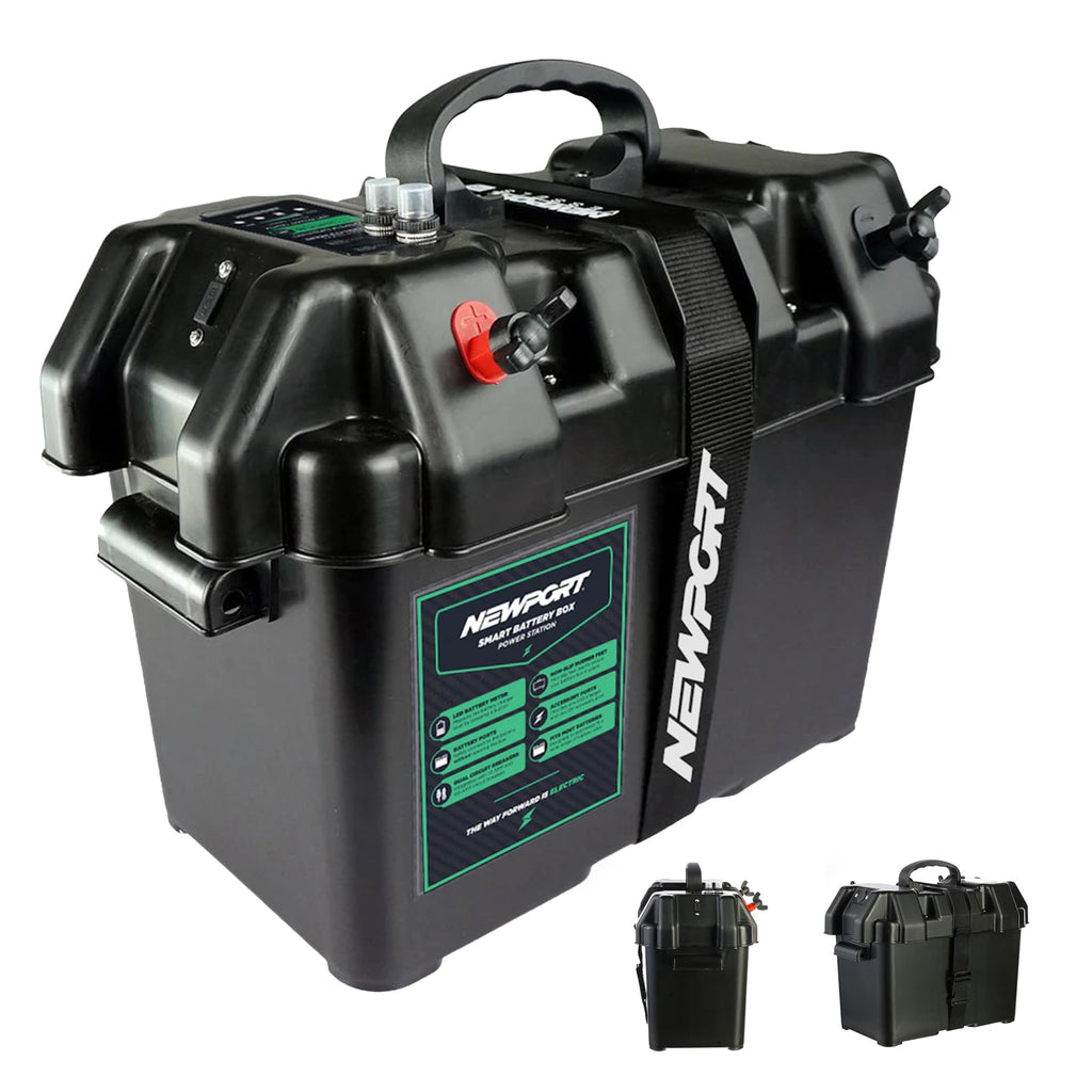 Newport Trolling Motor Smart Battery Box Power Center with USB and DC Ports, Medium