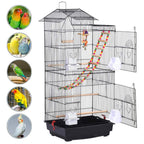 Yaheetech 39" Roof Top Flight Cage with Toys, Wrought Iron Bird Cage for Cockatiels, Conures, Lovebirds, Budgies & Small Birds