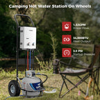 CAMPLUX 5L Portable Tankless Water Heater, 1.32 GPM Outdoor Propane Shower for Camping, RV, Off-Grid, Instant Hot Water with Folding Handle, Overheat