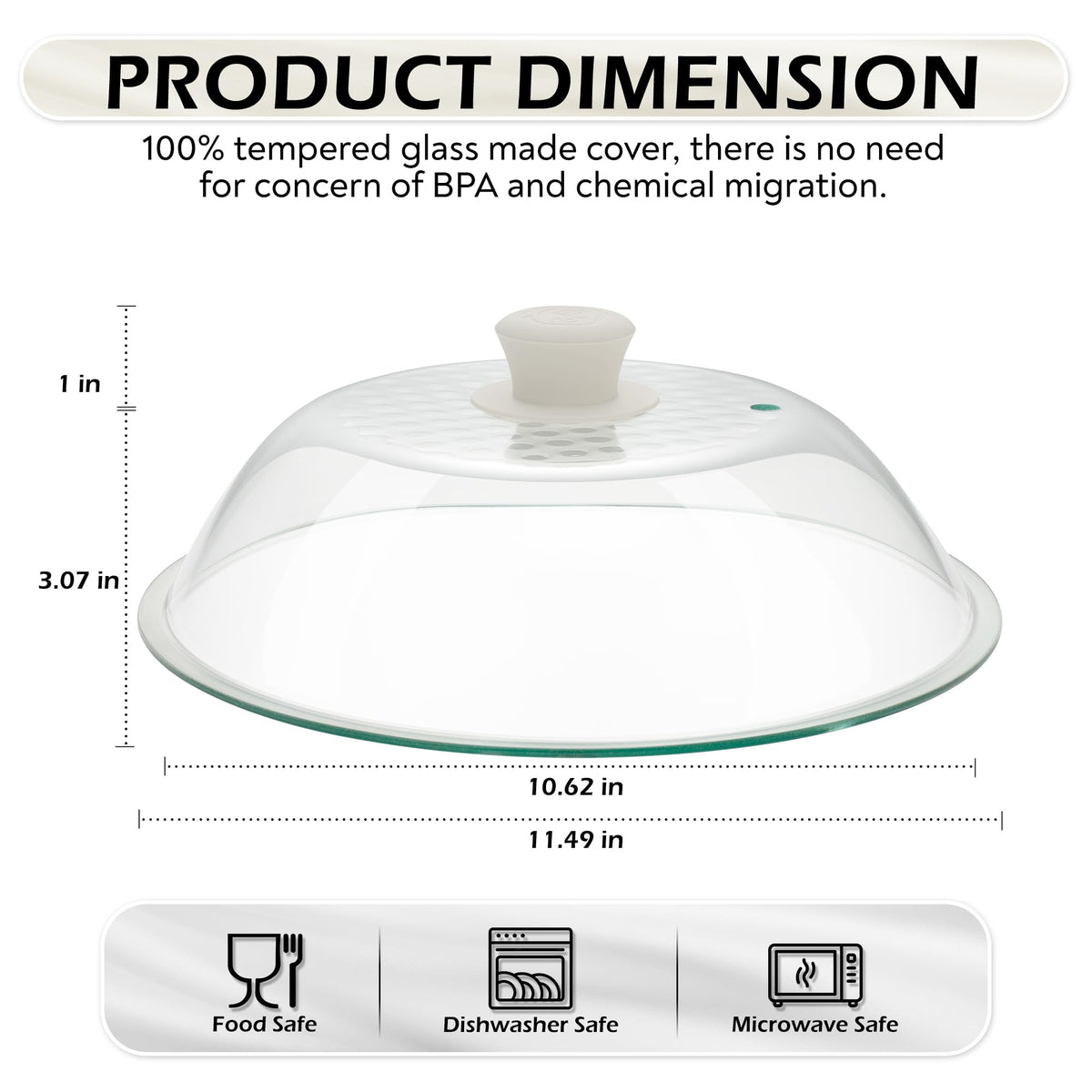 OeC 11.5 inch - Lighter Weight Tempered Glass Microwave Splatter Food Cover
