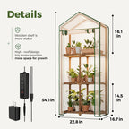Bamworld Mini Greenhouse with Grow Light Plant Stand for Mutiple Pots Outdoor 3-Tier Portable Greenhouses with Durable PE Cover for Seedling Ideal