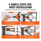 VEVOR Rivet Nut Tool, 16 inch Rivnut Tool Kit with 13PCS Metric and SAE Mandrels, 186PCS Rivet Nuts, Semi-auto Retraction, M3, M4, M5, M6, M8, M10