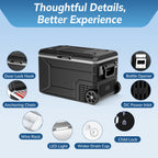 12V Refrigerator Electric Cooler 68QT for Car&Camping with Wheels,Black