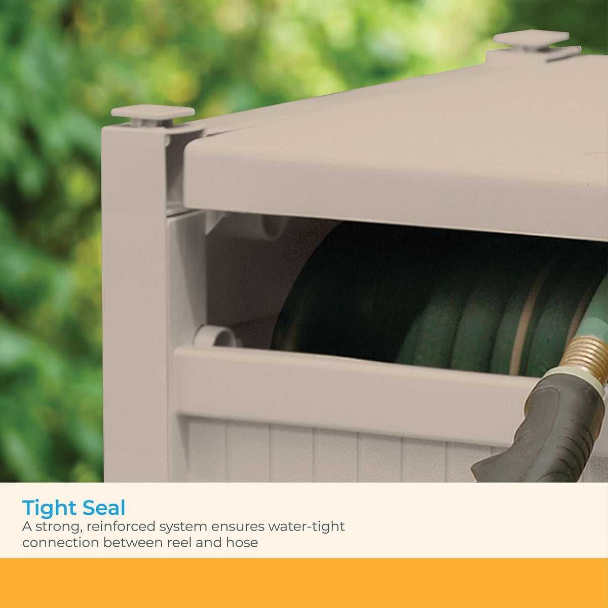 Suncast 100 ft. Hose Hideaway, Garden Hose Reel Box, Light Taupe