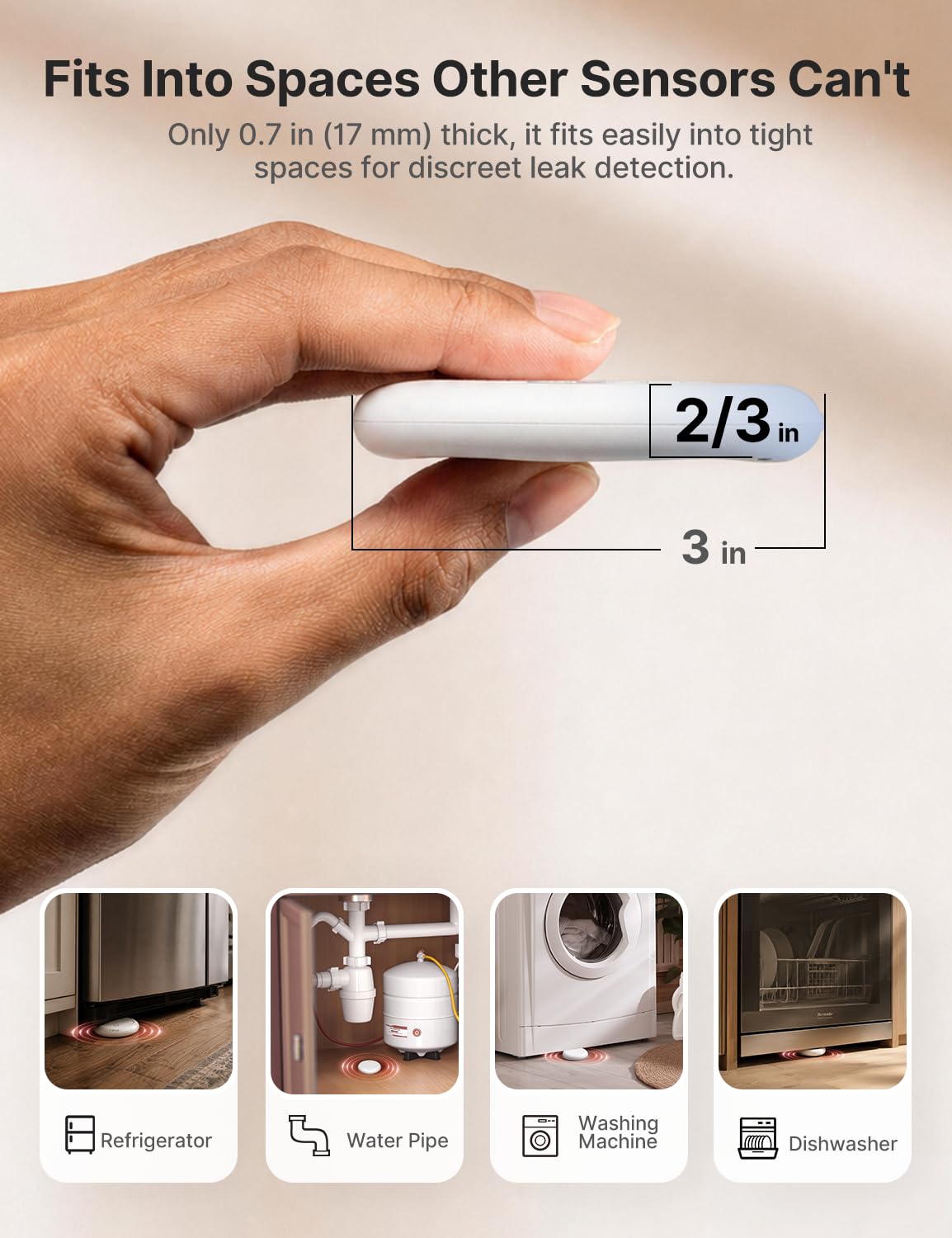X-Sense Ultra-Slim Wi-Fi Water Leak Detector, 4 Sensors + Base, SWS0A41