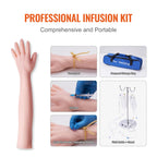 VEVOR Intravenous Practice Arm Kit Made of PVC Latex Material Phlebotomy Arm with Infusion Stand Practice Arm for Phlebotomy with a Storage Handbag