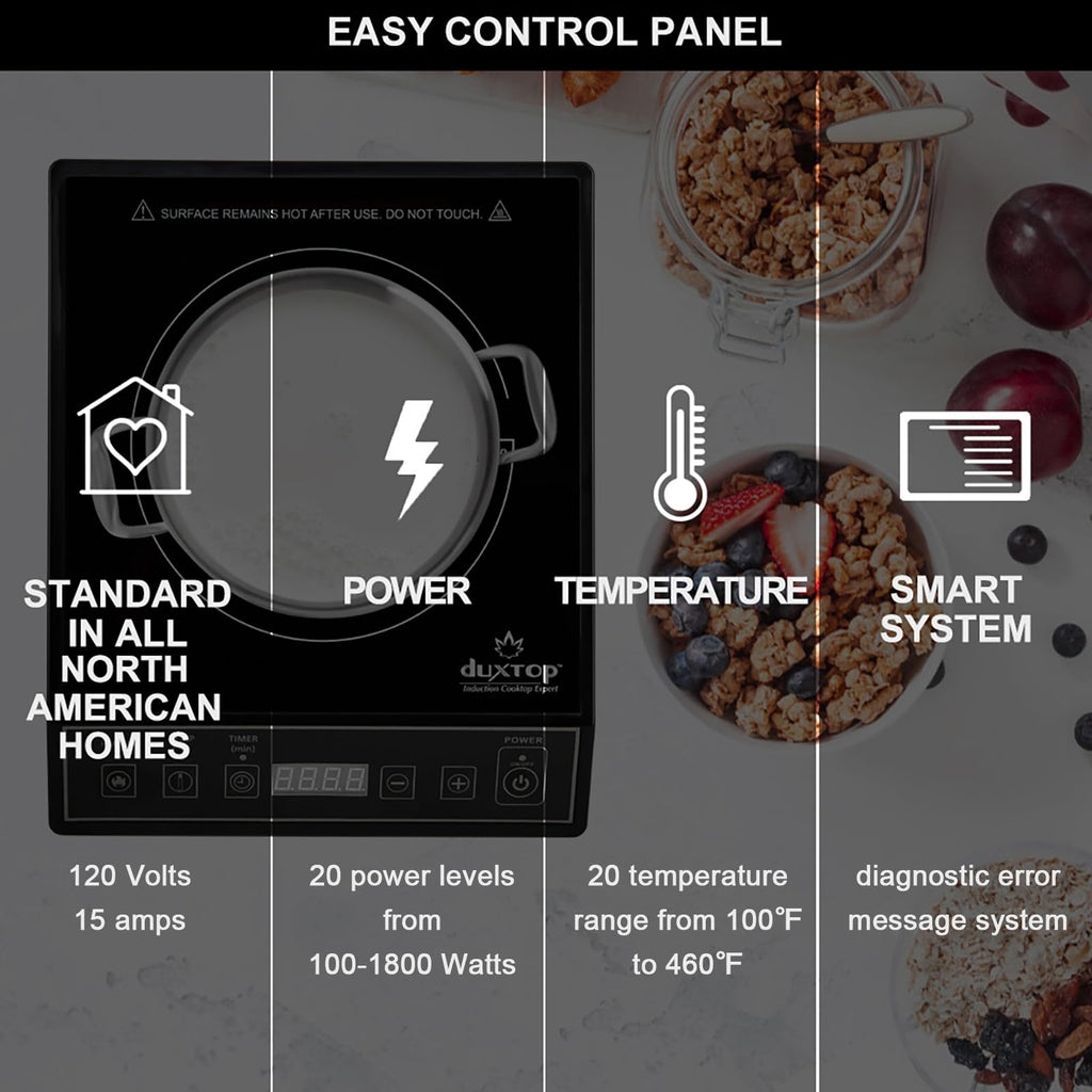 Duxtop 1800W Portable Induction Cooktop Countertop Burner, Black 9100MC