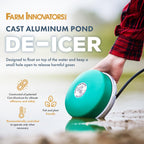 Farm Innovators 1250 Watts 7.5 Inch Cast Aluminum Floating Outdoor Pond De Icer Heater with Built in Thermostat Control and 10 Foot Cord, Green