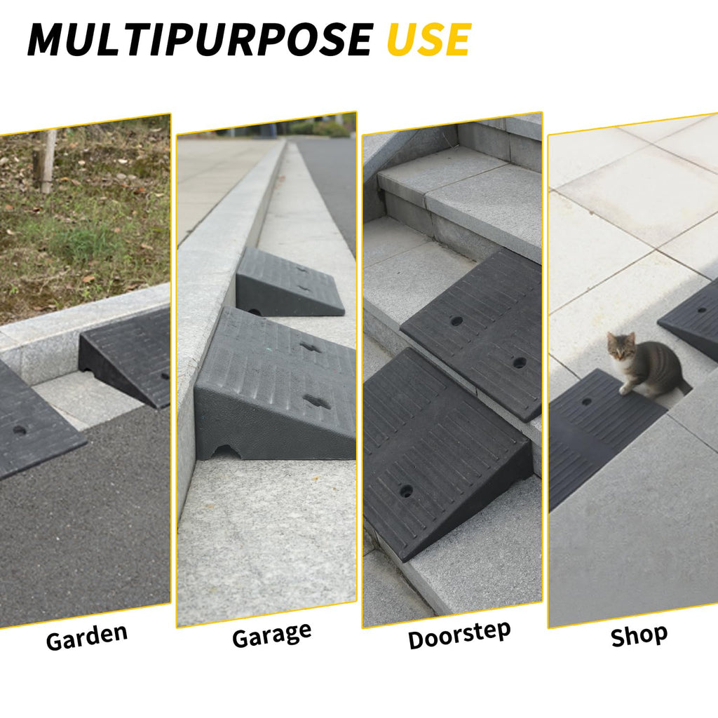 Rubber Curb Ramps for Driveway 4.0 inch Rise 2 Pack