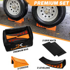 CARMTEK Camper Leveler Premium Kit - Curved RV Levelers with Camper Wheel Chocks, Rubber Mats and Carry Bag | Faster Camper Leveling Than RV Leveling