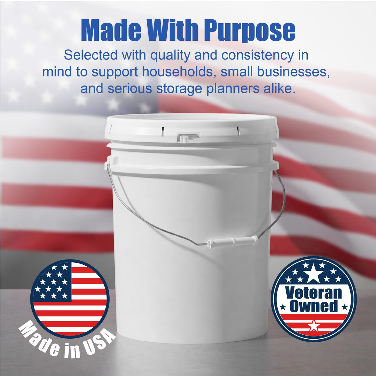 5 Gallon Bucket - Food Grade w/Lid BPA-Free, 6 Pack - White