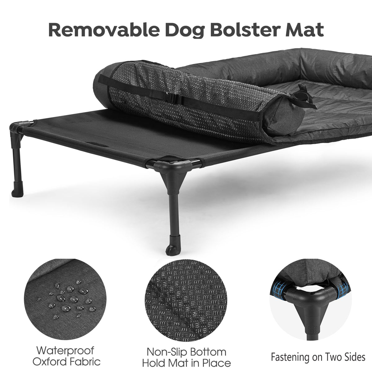Veehoo Outdoor Elevated Dog Bed with Waterproof Bolster Cushion, Cooling