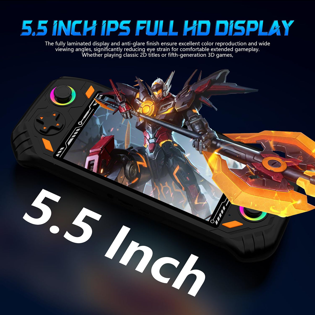 RG52MINI Retro Handheld Game Console, 5.5 Inch IPS Screen, Portable Dual System, 64GB Support 30+ Emulator&22000+ Classic Games, WiFi Networked