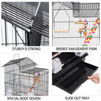 Yaheetech 39" Roof Top Flight Cage with Toys, Wrought Iron Bird Cage for Cockatiels, Conures, Lovebirds, Budgies & Small Birds