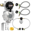 Rv Propane Regulator 2 Tank Hoses, LP Gas Regulator 2-Stage Auto Changeover Kit, Dual Tank Hoses with Propane Tank Gauge, Two-Cylinder Connection